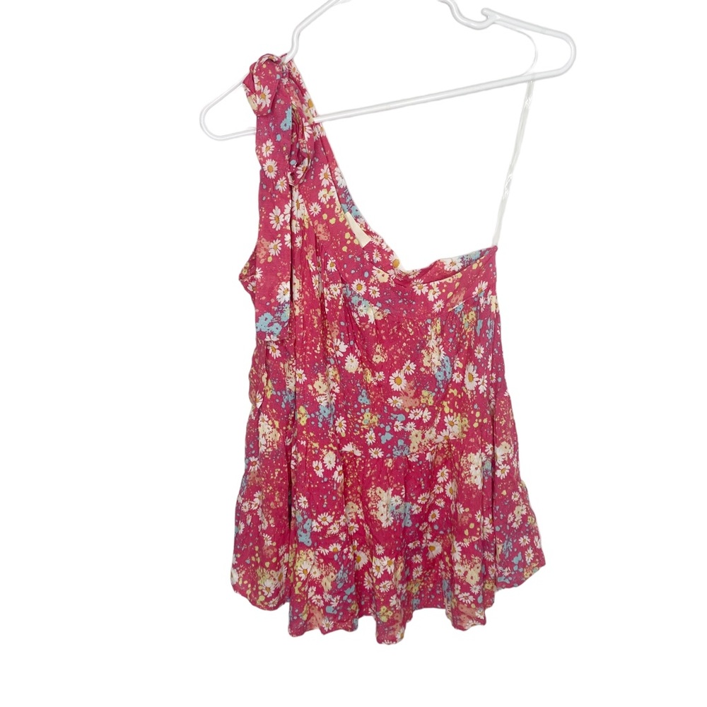 143 Story one shoulder floral blouse pink size medium f